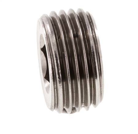 G 1/2'' Stainless steel Closing plug with Inner Hex without collar 40 Bar