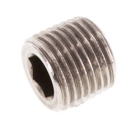 G 1/8'' Stainless steel Closing plug with Inner Hex without collar 40 Bar