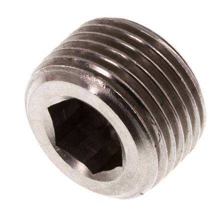 G 3/8'' Stainless steel Closing plug with Inner Hex without collar 40 Bar