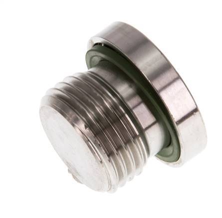 G 1/2'' Male Stainless steel Closing plug with Inner Hex and FKM Seal 400 Bar