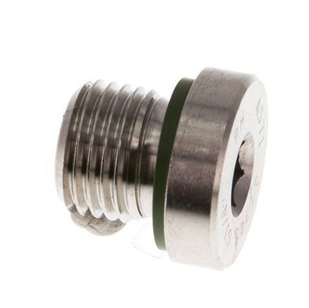 G 1/4'' Male Stainless steel Closing plug with Inner Hex and FKM Seal 400 Bar