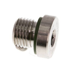 G 1/4'' Male Stainless steel Closing plug with Inner Hex and FKM Seal 400 Bar