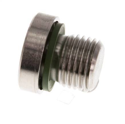 G 1/4'' Male Stainless steel Closing plug with Inner Hex and FKM Seal 400 Bar