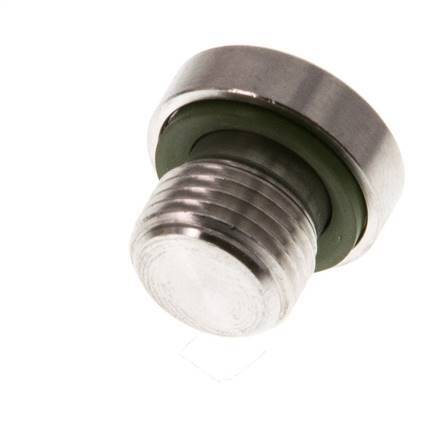 G 1/8'' Male Stainless steel Closing plug with Inner Hex and FKM Seal 400 Bar