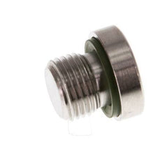 G 1/8'' Male Stainless steel Closing plug with Inner Hex and FKM Seal 400 Bar