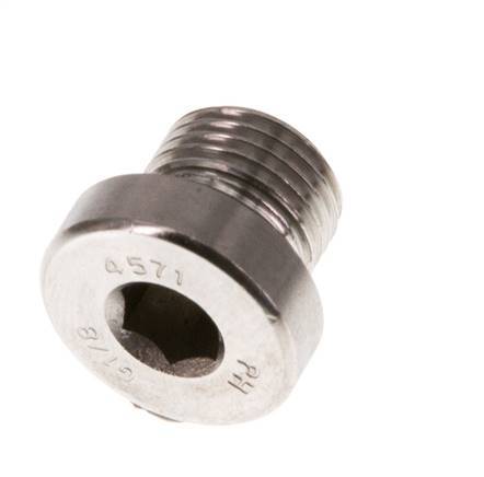 G 1/8'' Male Stainless steel Closing plug with Inner Hex and FKM Seal 400 Bar