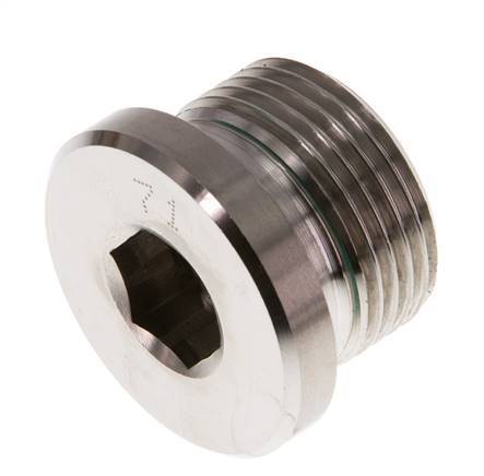 G 3/4'' Male Stainless steel Closing plug with Inner Hex and FKM Seal 400 Bar