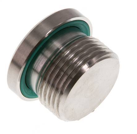 G 3/4'' Male Stainless steel Closing plug with Inner Hex and FKM Seal 400 Bar
