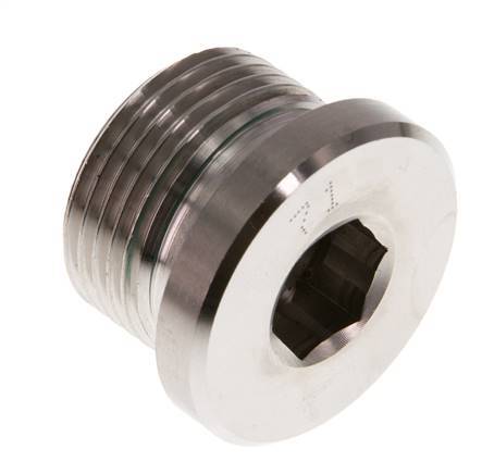 G 3/4'' Male Stainless steel Closing plug with Inner Hex and FKM Seal 400 Bar