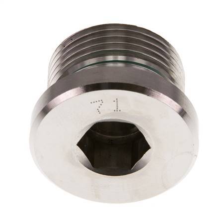 G 3/4'' Male Stainless steel Closing plug with Inner Hex and FKM Seal 400 Bar
