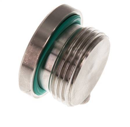 G 1'' Male Stainless steel Closing plug with Inner Hex and FKM Seal 400 Bar