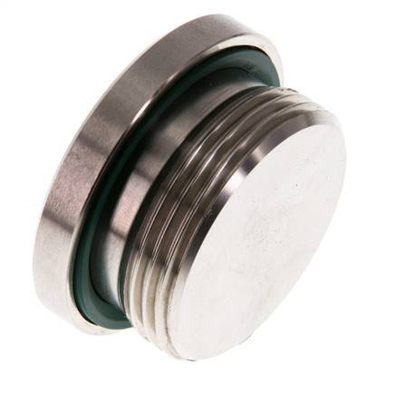 G 1 1/4'' Male Stainless steel Closing plug with Inner Hex and FKM Seal 250 Bar