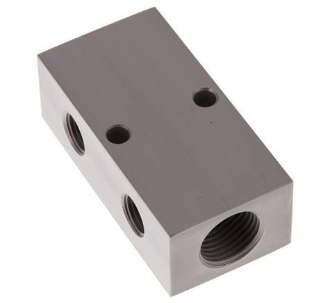 2xG 1/2'' x 2xG 1/4'' Aluminium Distributor Block One-sided 16 Bar