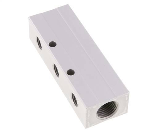 2xG 1/2'' x 3xG 1/4'' Aluminium Distributor Block One-sided 16 Bar