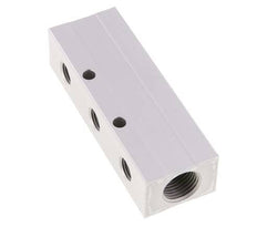 2xG 1/2'' x 3xG 1/4'' Aluminium Distributor Block One-sided 16 Bar