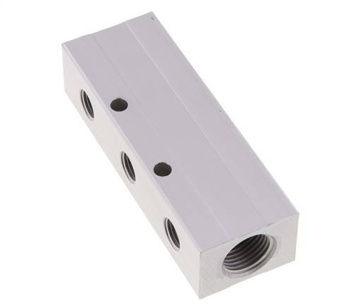 2xG 1/2'' x 6xG 1/4'' Aluminium Distributor Block Double-sided 16 Bar