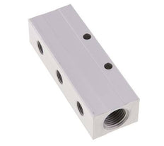 2xG 1/2'' x 6xG 1/4'' Aluminium Distributor Block Double-sided 16 Bar