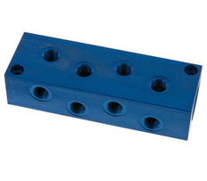 2xG 1/2'' x 8xG 1/4'' Aluminium Distributor Block One-sided 16 Bar