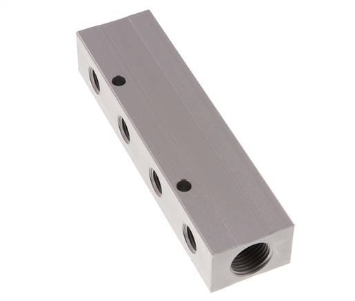 2xG 1/2'' x 8xG 1/4'' Aluminium Distributor Block Double-sided 16 Bar