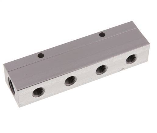 2xG 1/2'' x 8xG 1/4'' Aluminium Distributor Block Double-sided 16 Bar