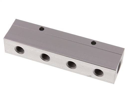 2xG 1/2'' x 8xG 1/4'' Aluminium Distributor Block Double-sided 16 Bar