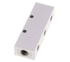 2xG 1/4'' x 3xG 1/8'' Aluminium Distributor Block One-sided 16 Bar