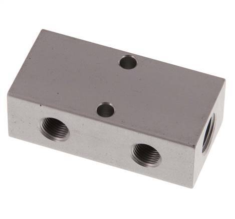 2xG 1/4'' x 4xG 1/8'' Aluminium Distributor Block Double-sided 16 Bar