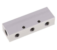 2xG 1/4'' x 6xG 1/8'' Aluminium Distributor Block Double-sided 16 Bar