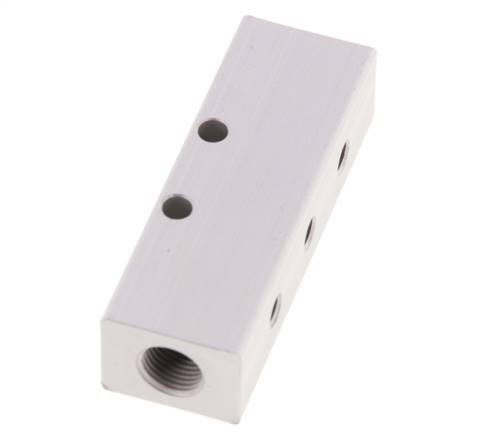 2xG 1/8'' x 3xM5 Aluminium Distributor Block One-sided 16 Bar