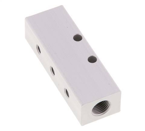 2xG 1/8'' x 3xM5 Aluminium Distributor Block One-sided 16 Bar