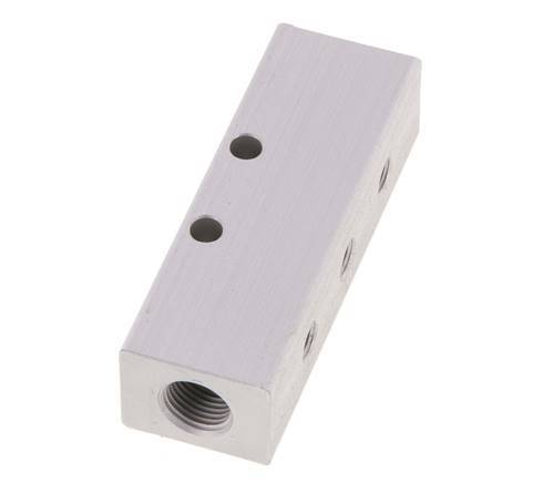 2xG 1/8'' x 6xM5 Aluminium Distributor Block Double-sided 16 Bar