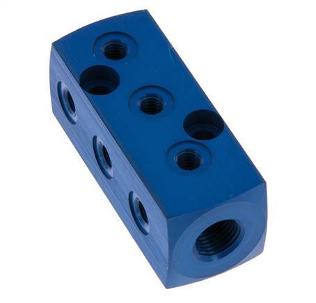 1xG 1/8'' x 9xM5 Aluminium Distributor Block One-sided 16 Bar