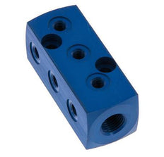 1xG 1/8'' x 9xM5 Aluminium Distributor Block One-sided 16 Bar