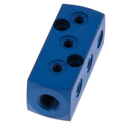 1xG 1/8'' x 9xM5 Aluminium Distributor Block One-sided 16 Bar