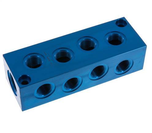 2xG 3/4'' x 8xG 1/2'' Aluminium Distributor Block One-sided 16 Bar