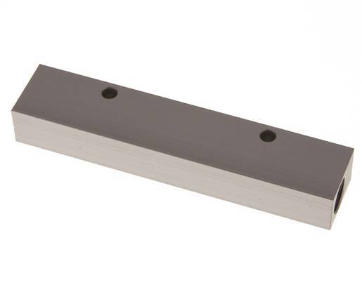 2xG 3/8'' x 4xG 1/4'' Aluminium Distributor Block One-sided 16 Bar