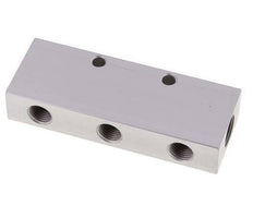 2xG 3/8'' x 6xG 1/4'' Aluminium Distributor Block Double-sided 16 Bar