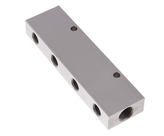 2xG 3/8'' x 8xG 1/4'' Aluminium Distributor Block Double-sided 16 Bar