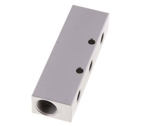 2xG 3/8'' x 3xG 1/8'' Aluminium Distributor Block One-sided 16 Bar