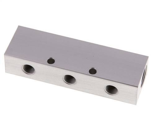 2xG 3/8'' x 3xG 1/8'' Aluminium Distributor Block One-sided 16 Bar