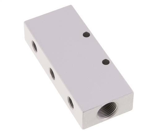 2xG 3/8'' x 6xG 1/8'' Aluminium Distributor Block Double-sided 16 Bar