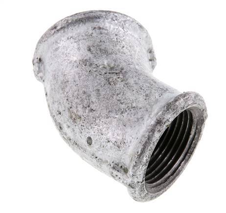 Rp 3/4'' Zinc plated Cast iron 45 deg Elbow Fitting 25 Bar [2 Pieces]
