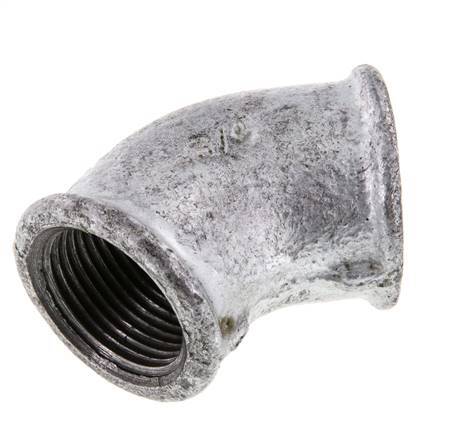Rp 3/4'' Zinc plated Cast iron 45 deg Elbow Fitting 25 Bar [2 Pieces]