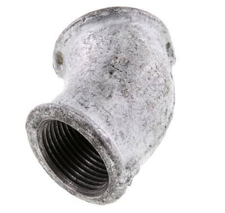 Rp 3/4'' Zinc plated Cast iron 45 deg Elbow Fitting 25 Bar [2 Pieces]