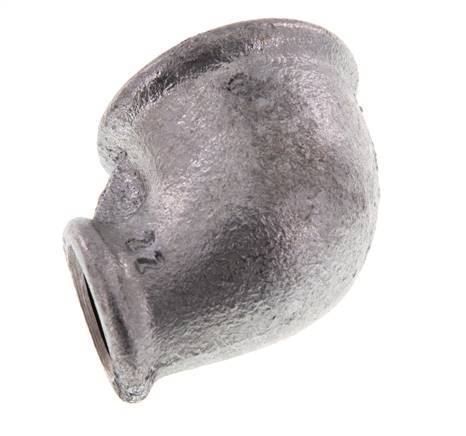 Rp 1'' x Rp 1/2'' Zinc plated Cast iron 90 deg Elbow Fitting 25 Bar [2 Pieces]