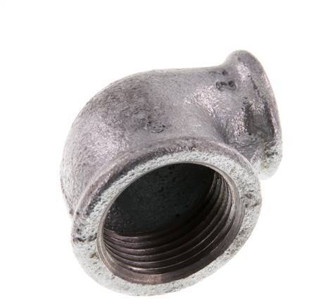 Rp 1'' x Rp 1/2'' Zinc plated Cast iron 90 deg Elbow Fitting 25 Bar [2 Pieces]