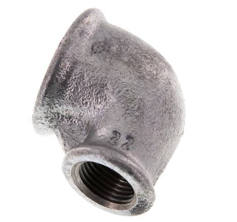 Rp 1'' x Rp 1/2'' Zinc plated Cast iron 90 deg Elbow Fitting 25 Bar [2 Pieces]