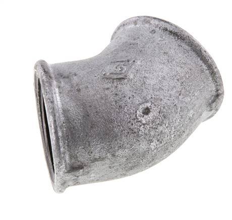 Rp 1 1/2'' Zinc plated Cast iron 45 deg Elbow Fitting 25 Bar