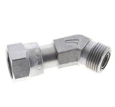 UN 13/16''-16 x UN 13/16''-16 F/M Zinc plated Steel 45 deg Elbow Fitting ORFS 630 Bar - Hydraulic