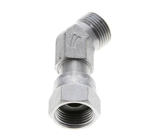 UN 13/16''-16 x UN 13/16''-16 F/M Zinc plated Steel 45 deg Elbow Fitting ORFS 630 Bar - Hydraulic